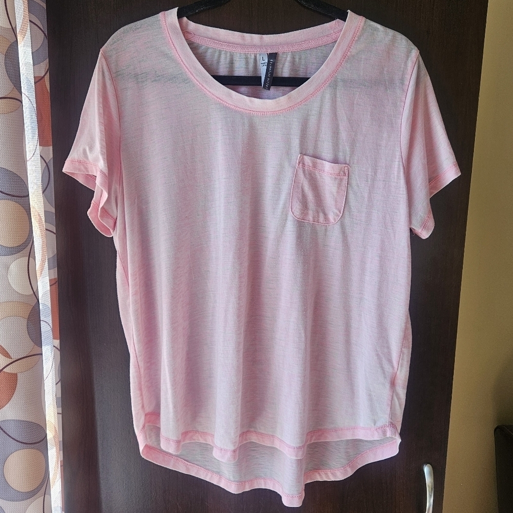 Pink Short Sleeve Pocket Sleepwear Tee